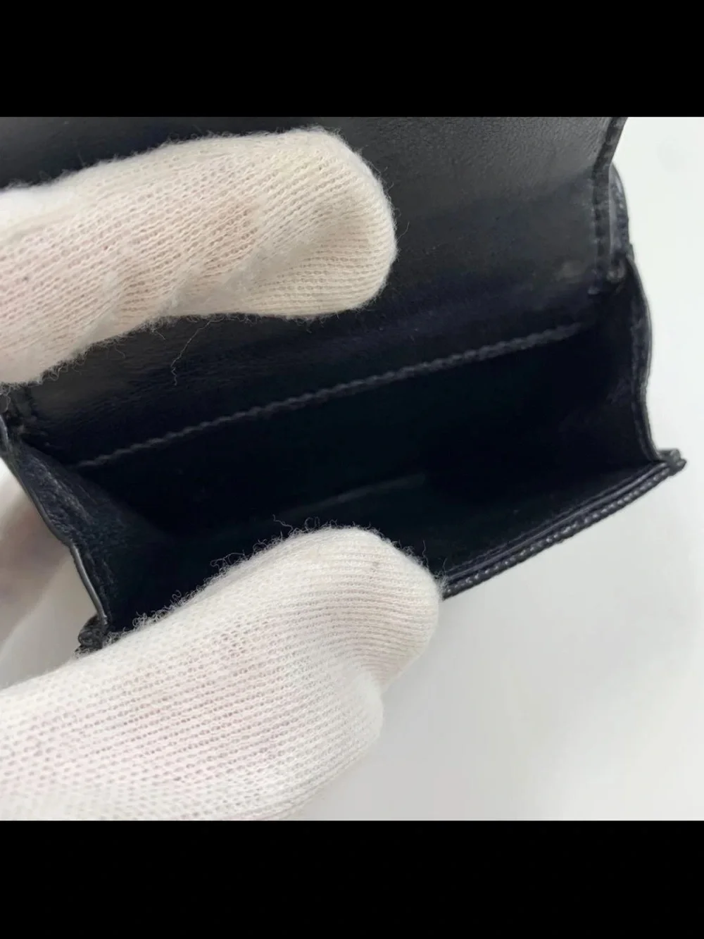 Saint Laurent Black Chevron Quilted Leather Card Case with Gold YSL